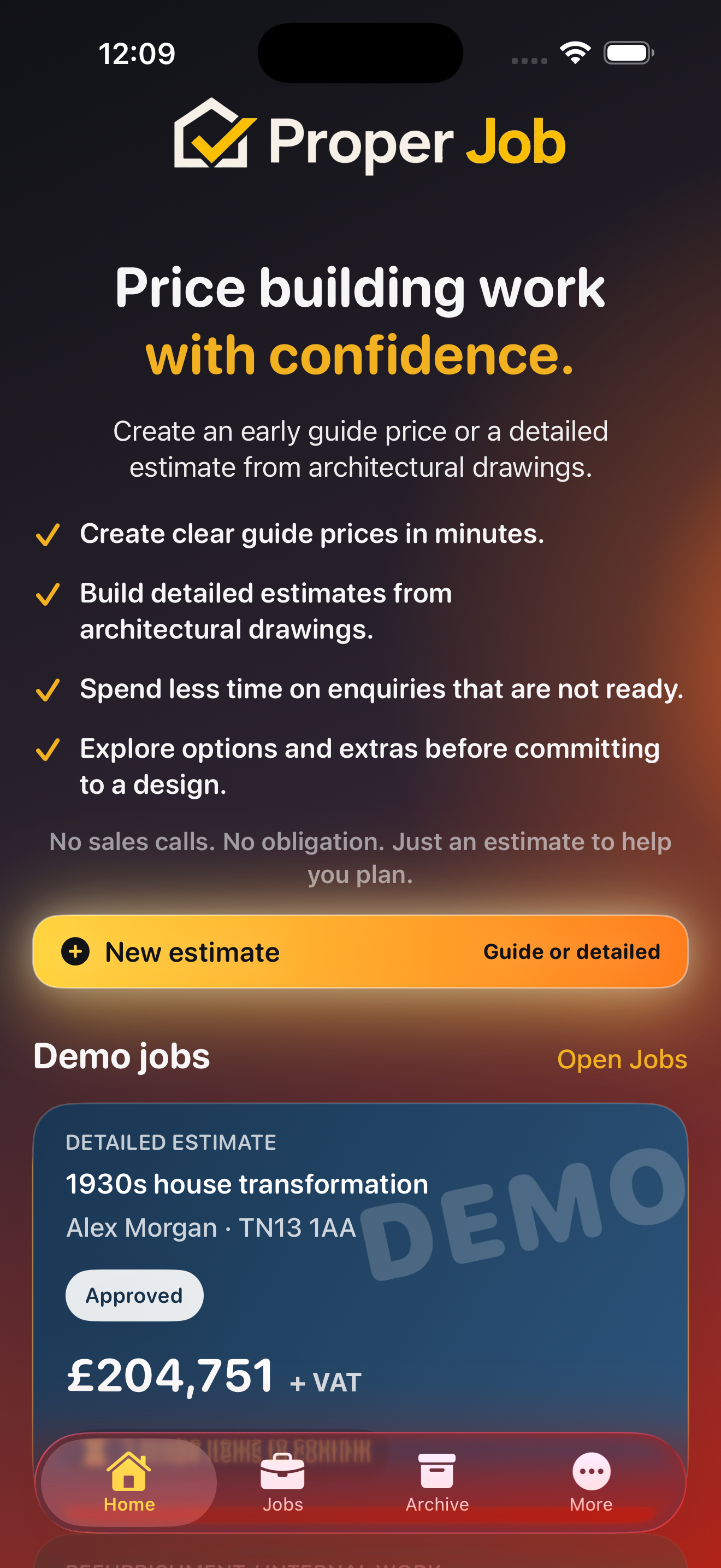 Proper Job home screen